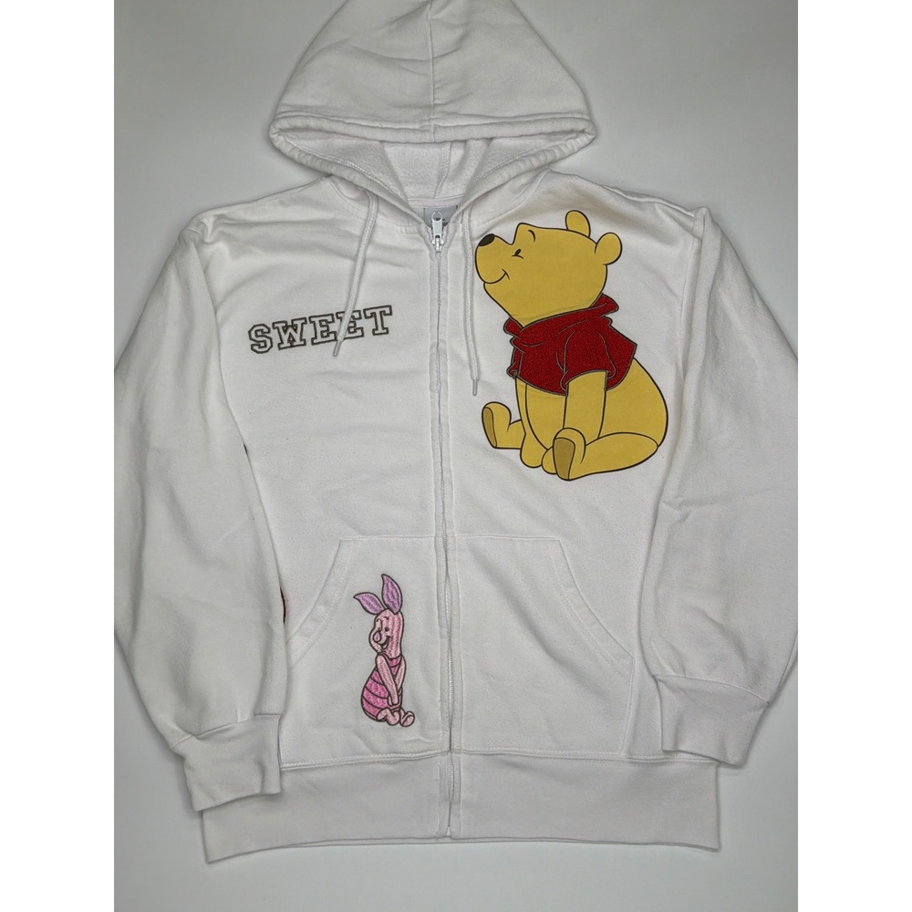 Disney Winnie the Pooh Piglet Embroidered Zip Up Hoodie Sweet Graphic Sweatshirt